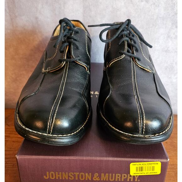 Johnston & Murphy Men's Locklin Woven Venetian LeatherOxfords. Black. Size 9.5 - Picture 3 of 15